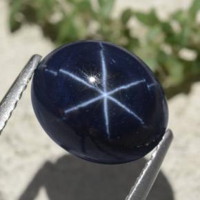Zafiro estrella azul natural de 6,88 ct, corte óvalo, opaco