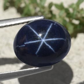 Zafiro estrella azul natural de 6,88 ct, corte óvalo, opaco
