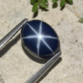 Zafiro estrella Azul natural de 2.44 ct, Corte Óvalo, Opaco