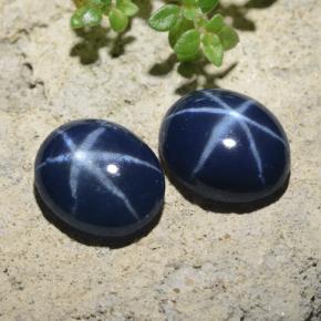 Gemas de zafiro estrella azul natural de 4,44 ct, corte óvalo, opaco