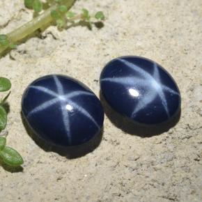 Gemas de zafiro estrella azul natural de 4,45 ct, corte óvalo, opaco