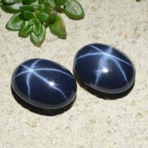 Gemas de zafiro estrella azul natural de 5,14 ct, corte óvalo, opaco