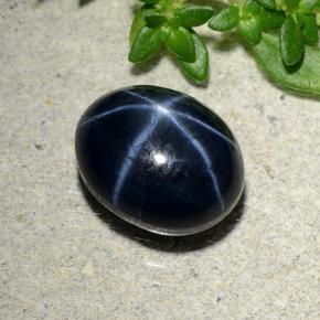 Zafiro estrella azul natural de 3,85 ct, corte óvalo, opaco