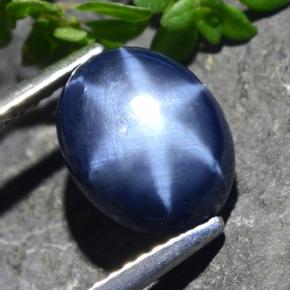 Zafiro estrella azul natural de 4,01 ct, corte óvalo, opaco