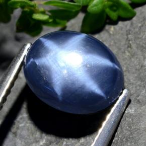 Zafiro estrella azul natural de 4,01 ct, corte óvalo, opaco