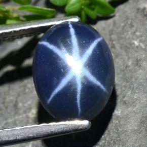 Zafiro estrella Azul natural de 3.93 ct, Corte Óvalo, Opaco