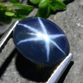 Zafiro estrella Azul natural de 3.93 ct, Corte Óvalo, Opaco