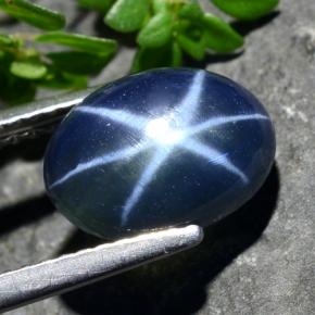 Zafiro estrella Azul natural de 3.93 ct, Corte Óvalo, Opaco