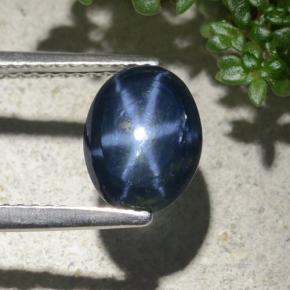 Zafiro estrella azul natural de 2,14 ct, corte óvalo, opaco