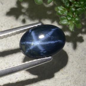 Zafiro estrella azul natural de 2,14 ct, corte óvalo, opaco