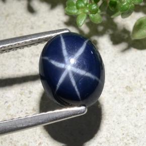 Zafiro estrella Azul natural de 3.84 ct, Corte Óvalo, Opaco
