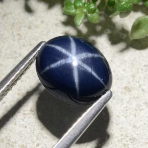 Zafiro estrella Azul natural de 3.84 ct, Corte Óvalo, Opaco