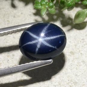 Zafiro estrella Azul natural de 3.84 ct, Corte Óvalo, Opaco