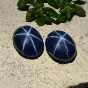 Gemas de Zafiro estrella Azul oscuro natural de 5.09 ct, Corte Óvalo, Opaco