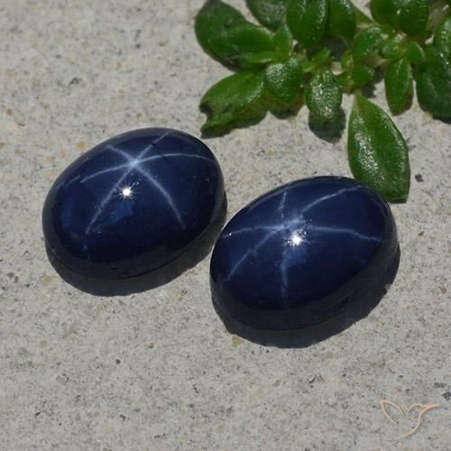 2.50ctw Natural Azul oscuro Zafiro estrella, Ovalada, Opaco