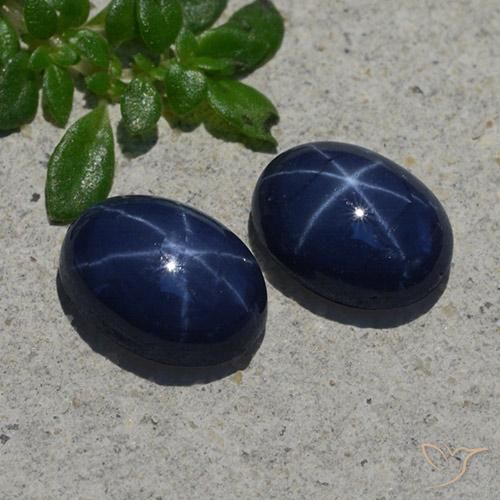Gemas de Zafiro estrella Azul oscuro natural de 2.50 ct, Ovalada, Opaco