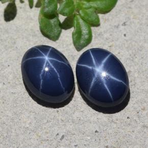 Gemas de Zafiro estrella Azul crepúsculo natural de 2.49 ct, Corte Óvalo, Opaco
