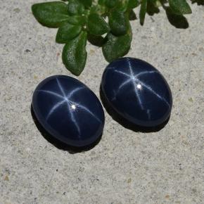 Gemas de zafiro estrella azul natural de 2,20 ct, corte óvalo, opaco