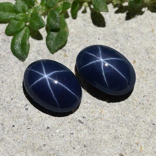 Gemas de zafiro estrella azul natural de 2,43 ct, corte óvalo, opaco