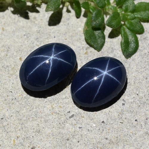 Gemas de zafiro estrella azul natural de 2,43 ct, corte óvalo, opaco