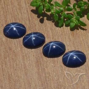 Gemas de Zafiro estrella Azul oscuro natural de 4.18 ct, Ovalada, Opaco