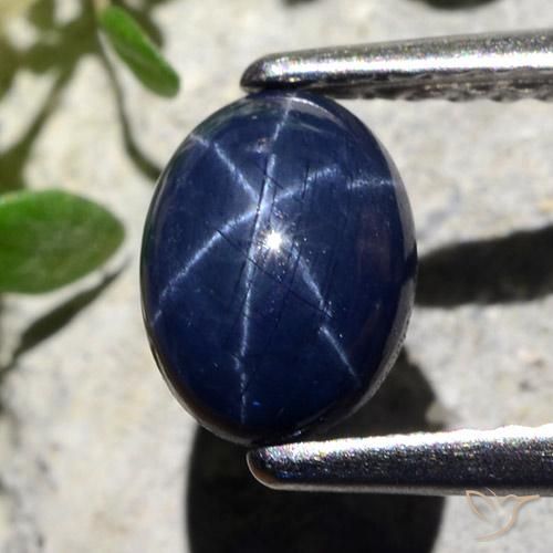 Zafiro estrella Azul marino natural de 1.27 ct, Corte Óvalo, Opaco