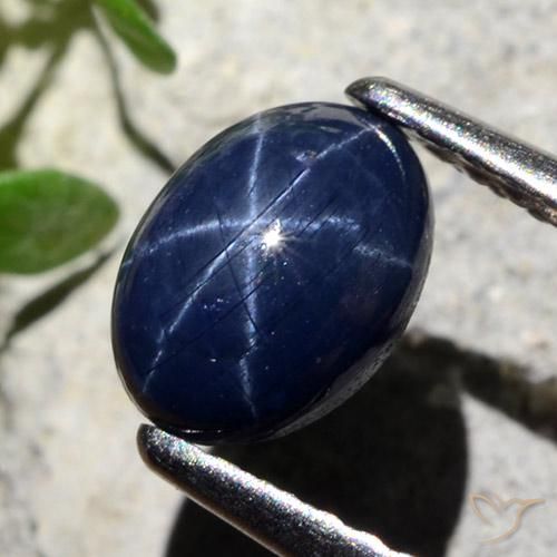 Zafiro estrella Azul marino natural de 1.27 ct, Corte Óvalo, Opaco