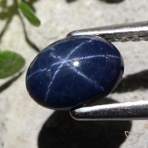 Zafiro estrella Azul marino natural de 1.27 ct, Corte Óvalo, Opaco
