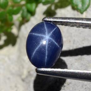 Zafiro estrella Azul natural de 0.85 ct, Corte Óvalo, Opaco