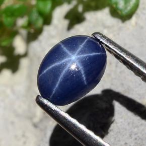 Zafiro estrella Azul natural de 0.85 ct, Corte Óvalo, Opaco