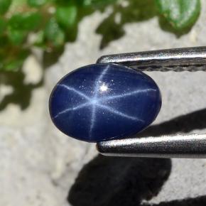Zafiro estrella Azul natural de 0.85 ct, Corte Óvalo, Opaco