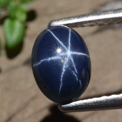 Zafiro estrella azul natural de 1,58 ct, corte óvalo, opaco