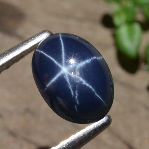 Zafiro estrella azul natural de 1,58 ct, corte óvalo, opaco