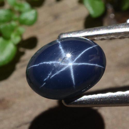 Zafiro estrella azul natural de 1,58 ct, corte óvalo, opaco