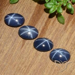 Gemas de Zafiro estrella Azul oscuro natural de 3.03 ct, Ovalada, Opaco