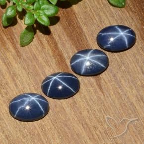 Gemas de Zafiro estrella Azul oscuro natural de 3.03 ct, Ovalada, Opaco