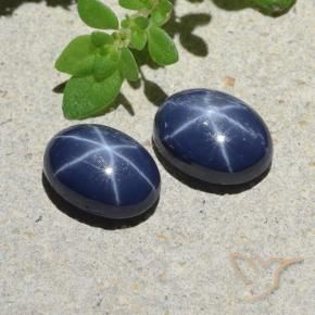 Gemas de Zafiro estrella Azul oscuro natural de 2.72 ct, Corte Óvalo, Opaco