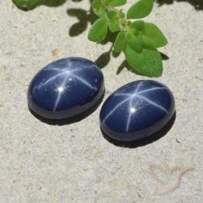 Gemas de Zafiro estrella Azul oscuro natural de 2.72 ct, Corte Óvalo, Opaco