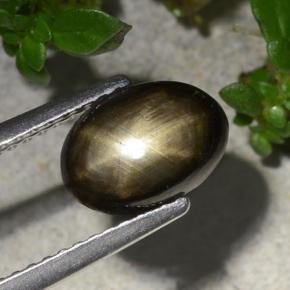 Zafiro estrella negro natural de 2,20 ct, corte óvalo, opaco