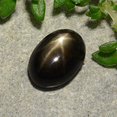 Zafiro estrella negro natural de 2,91 ct, corte óvalo, opaco