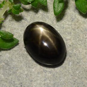 Zafiro estrella negro natural de 2,91 ct, corte óvalo, opaco