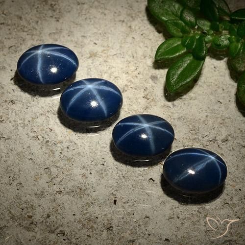 Gemas de Zafiro estrella Azul oscuro natural de 2.89 ct, Ovalada, Opaco