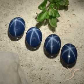Gemas de Zafiro estrella Azul marino intenso natural de 2.84 ct, Ovalada, Opaco