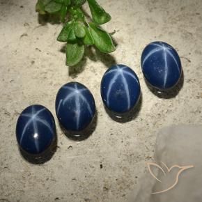 Gemas de Zafiro estrella Azul marino intenso natural de 2.84 ct, Ovalada, Opaco
