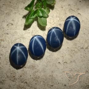 Gemas de Zafiro estrella Azul oscuro natural de 2.43 ct, Ovalada, Opaco
