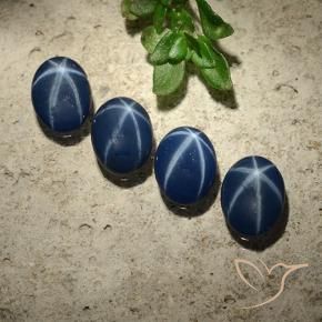 Gemas de Zafiro estrella Azul oscuro natural de 2.43 ct, Ovalada, Opaco