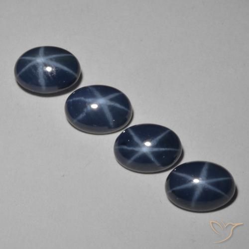 Gemas de zafiro estrella azul marino intenso natural de 4,05 ct, corte óvalo, opaco