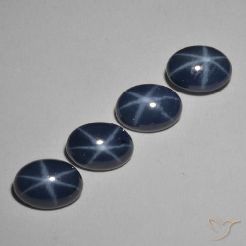 Gemas de zafiro estrella azul marino intenso natural de 4,05 ct, corte óvalo, opaco
