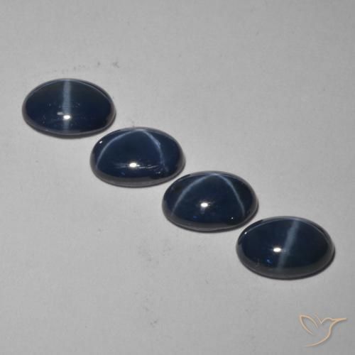 Gemas de zafiro estrella azul marino intenso natural de 4,05 ct, corte óvalo, opaco