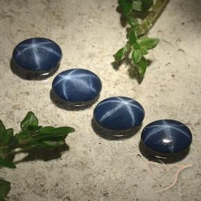 Gemas de Zafiro estrella Azul oscuro natural de 2.89 ct, Ovalada, Opaco